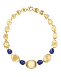 18K Yellow Gold Lapis Collar Necklace, 18"