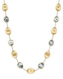 18K Yellow Gold Lunaria Black Mother-Of-Pearl Short Necklace, 16"