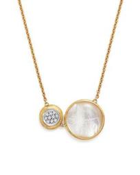 18K White and Yellow Gold Jaipur Pendant Necklace with Mother-Of-Pearl and Diamonds, 16"