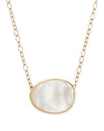 18K Yellow Gold Lunaria Mother-of-Pearl Pendant Necklace, 16"