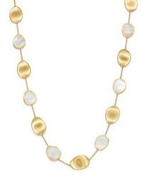 18K Yellow Gold Lunaria Mother-of-Pearl Collar Necklace, 16"