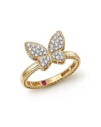 18K Yellow Gold Tiny Treasures Diamond Butterfly Ring