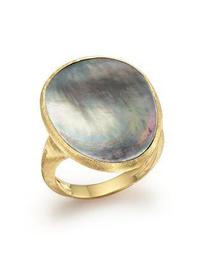 18K Yellow Gold Lunaria Ring with Black Mother-of-Pearl