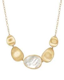 18K Yellow Gold Lunaria Mother-of-Pearl Collar Necklace, 17"