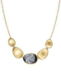18K Yellow Gold Lunaria Black Mother-Of-Pearl Short Necklace, 16.5"