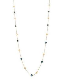 18K Yellow Gold Jaipur London Blue Topaz Long Necklace, 36"