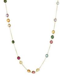18K Gold Jaipur Mixed Stone Necklace, 36"