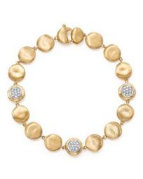 18K Yellow Gold Diamond Pavé Jaipur Link Small Beaded Bracelet