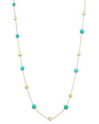 18K Yellow Gold Jaipur Necklace with Turquoise, 16"