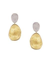 Diamond Lunaria Two Drop Small Earrings in 18K Gold