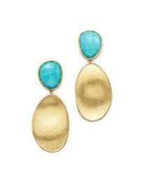 18K Yellow Gold Turquoise Two Drop Earrings