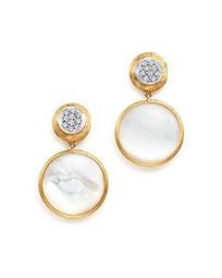 18K Yellow Gold Jaipur Mother-Of-Pearl and Diamond Drop Earrings