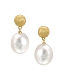 18 K Yellow Gold and Pearl Drop Earrings