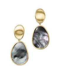 18K Yellow Gold Lunaria Black Mother-Of-Pearl Double Drop Earrings