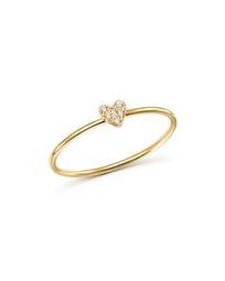 14K Yellow Gold Tiny Diamond Heart Ring