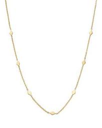 14K Yellow Gold Itty Bitty Diamond-Shape Choker Charm Necklace, 14"
