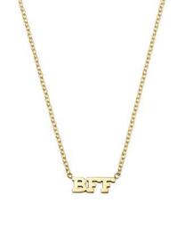 14K Yellow Gold Tiny BFF Necklace, 16"
