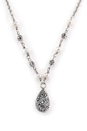 Sterling Silver Balinese Design Freshwater Pearl Necklace