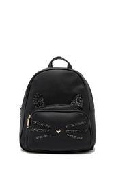 Cat Face Faux Leather Backpack