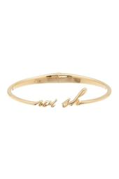 Gold Plated Sterling Silver "Wish" Open Hinged Bangle