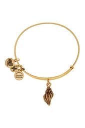Gold Tone Conch Shell Expandable Wire Charm Bracelet