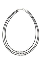 Sterling Silver Pave White Sapphire Spiral Pendant Double Strand Necklace
