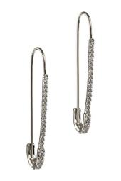 CZ Pave Safety Pin Drop Earrings
