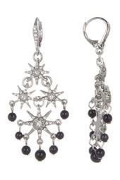 Glass Crystal Embellished Star with Beading Chandelier Earrings