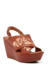Emmy Embroidered Leather Wedge Sandal