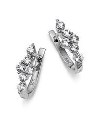 Diamond Cluster Huggie Earrings in 14K White Gold, 1.0 ct. t.w. - 100% Exclusive