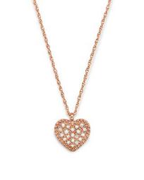 Diamond Pavé Heart Pendant Necklace in 14K Rose Gold, .08 ct. t.w. - 100% Exclusive