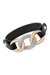 Bound Calfskin Leather Strap Chain Swarovski Crystal Bracelet