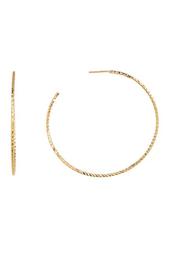 18K Gold Plated Sterling Silver Diamond Cut Texture Hoop Earrings