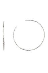 Sterling Silver Diamond Cut Texture Hoop Earrings