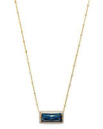 London Blue Topaz & Diamond Pendant Necklace in 14K Yellow Gold, 0.25 ct. t.w. - 100% Exclusive