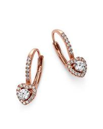 Diamond Heart Drop Earrings in 14K Rose Gold, 0.35 ct. t.w. - 100% Exclusive