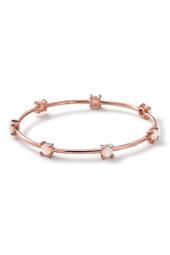 Rose Gold Plated Sterling Silver Prong Set Mother of Pearl Station Bangle