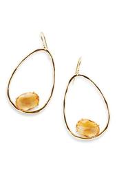 Rock Candy Hammered 18K Yellow Gold Suspended Stone Oval Drop Earrings