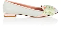 Bow-Embellished Colorblock Leather Flats