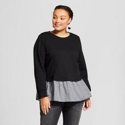 Women's Plus Size Mixed Media Sweatshirt - Ava & Viv™