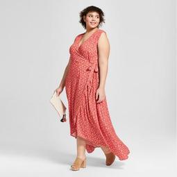 Women's Plus Size Wrap Front Floral Midi Dress - Universal Thread™ Red