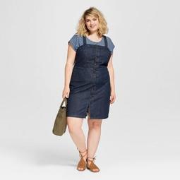 Women's Plus Size Button Front Apron Denim Dress  - Universal Thread™