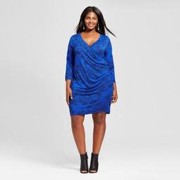 Women's Plus Size Knit Wrap Dress - Ava & Viv™ Blue
