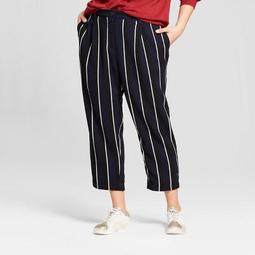 Women's Plus Size Stripe Crop Pants - Who What Wear ™ Blue