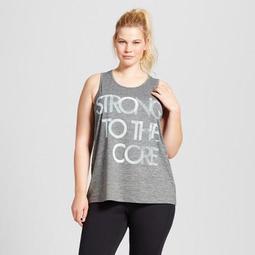 Women's Plus-Size Graphic Tank Top - C9 Champion® - Black Heather, "Strong To The Core"