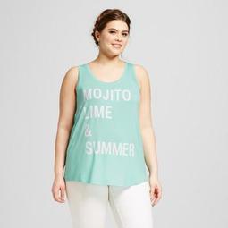 Women's Plus Size Mojito, Lime & Summer Graphic Tank - Grayson Threads - Mint Green