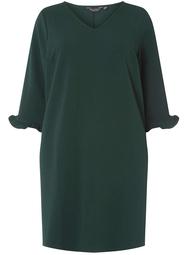 DP Curve Green V-Neck Frill Shift Dress