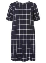 DP Curve Navy Checked Bow Back Shift Dress