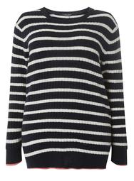 DP Curve Navy and Ivory Striped Slouchy Jumper