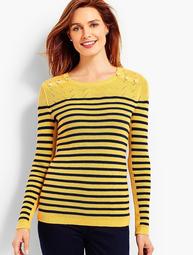 Marie Stripes Shoulder-Button Sweater